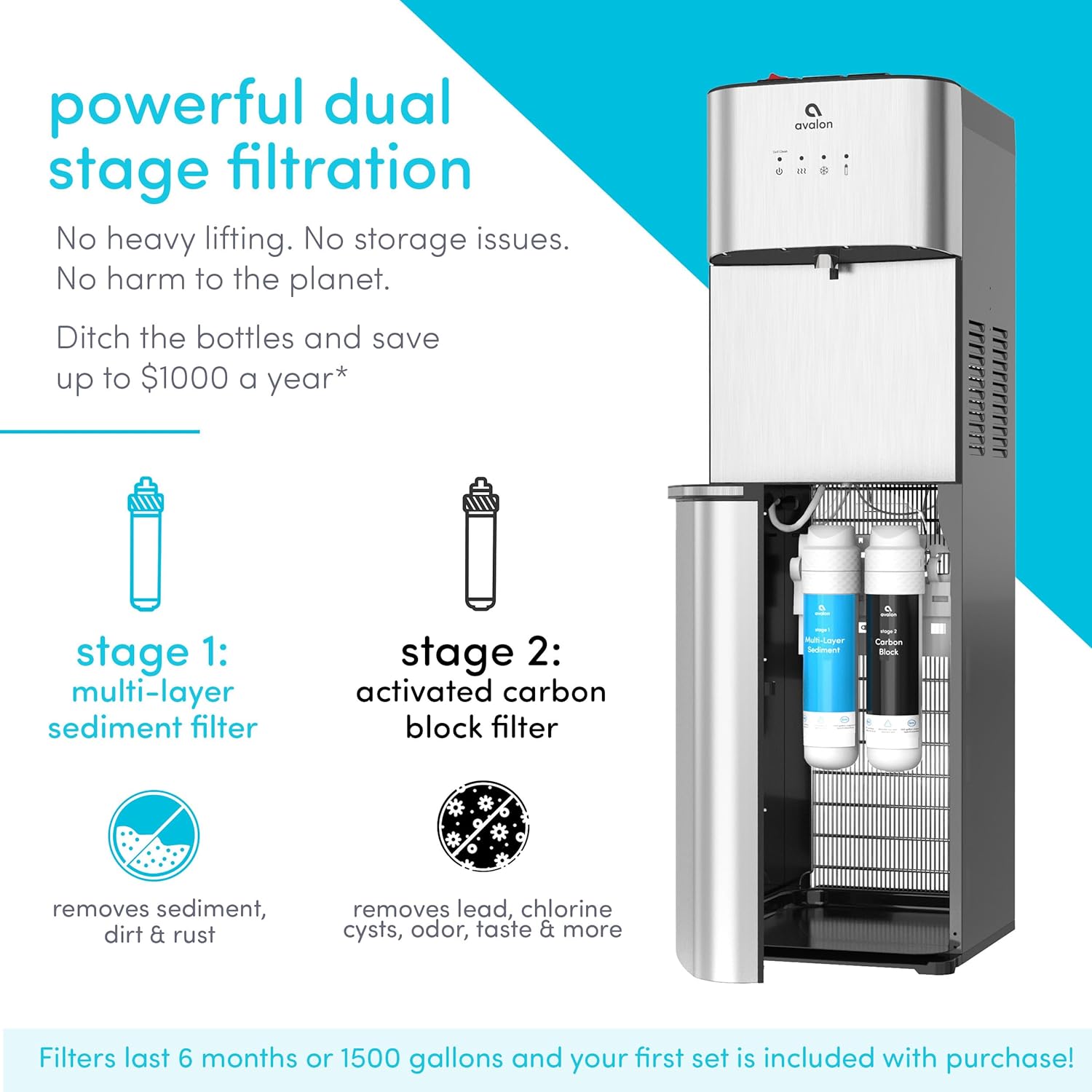 Avalon Self Cleaning Bottleless Water Cooler Water Dispenser 3 Temperature Settings wourant
