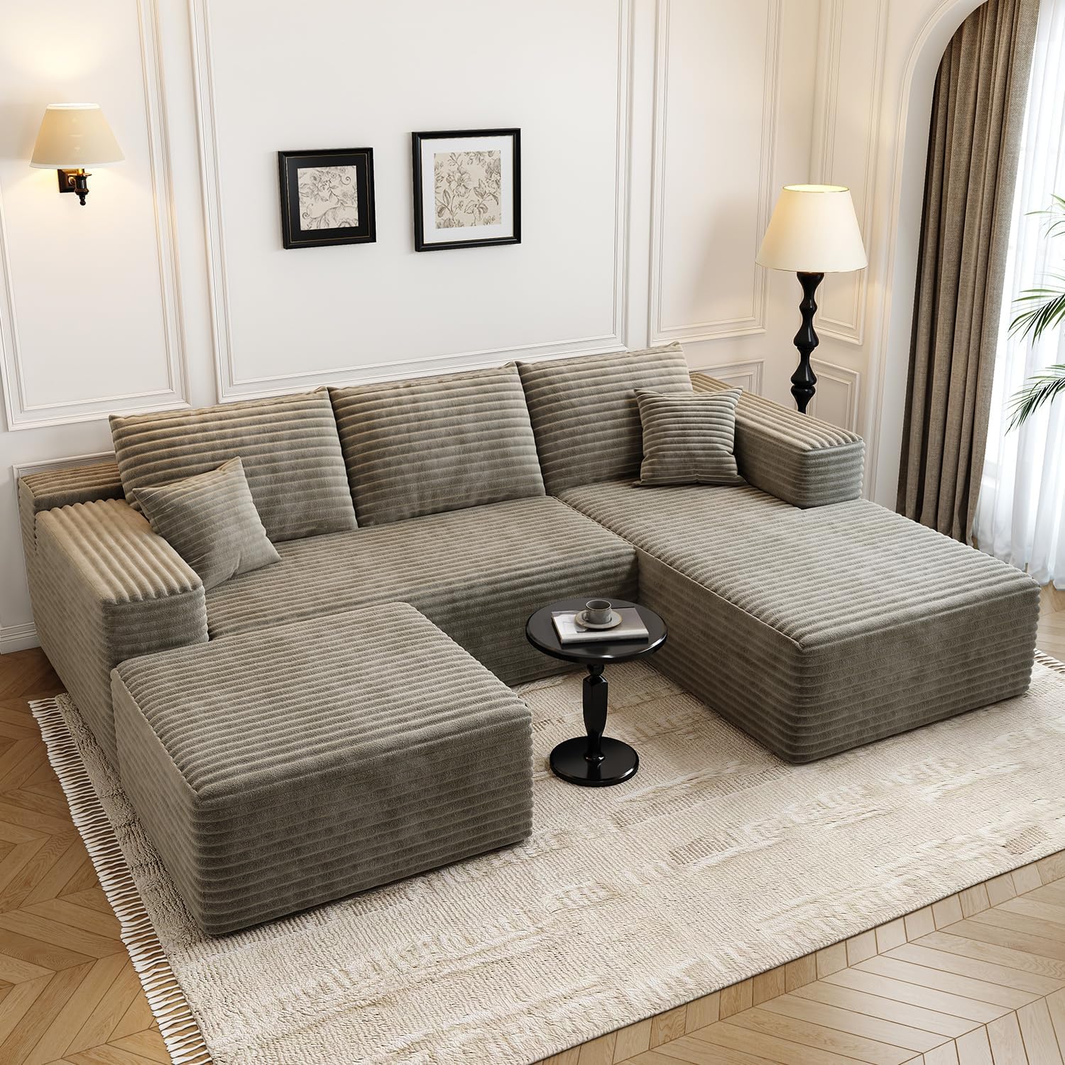 107.5" Cloud Modular Sectional Sofa Couch with L-Shape Chaise,Modern Minimalist Upholstered Couches wourant