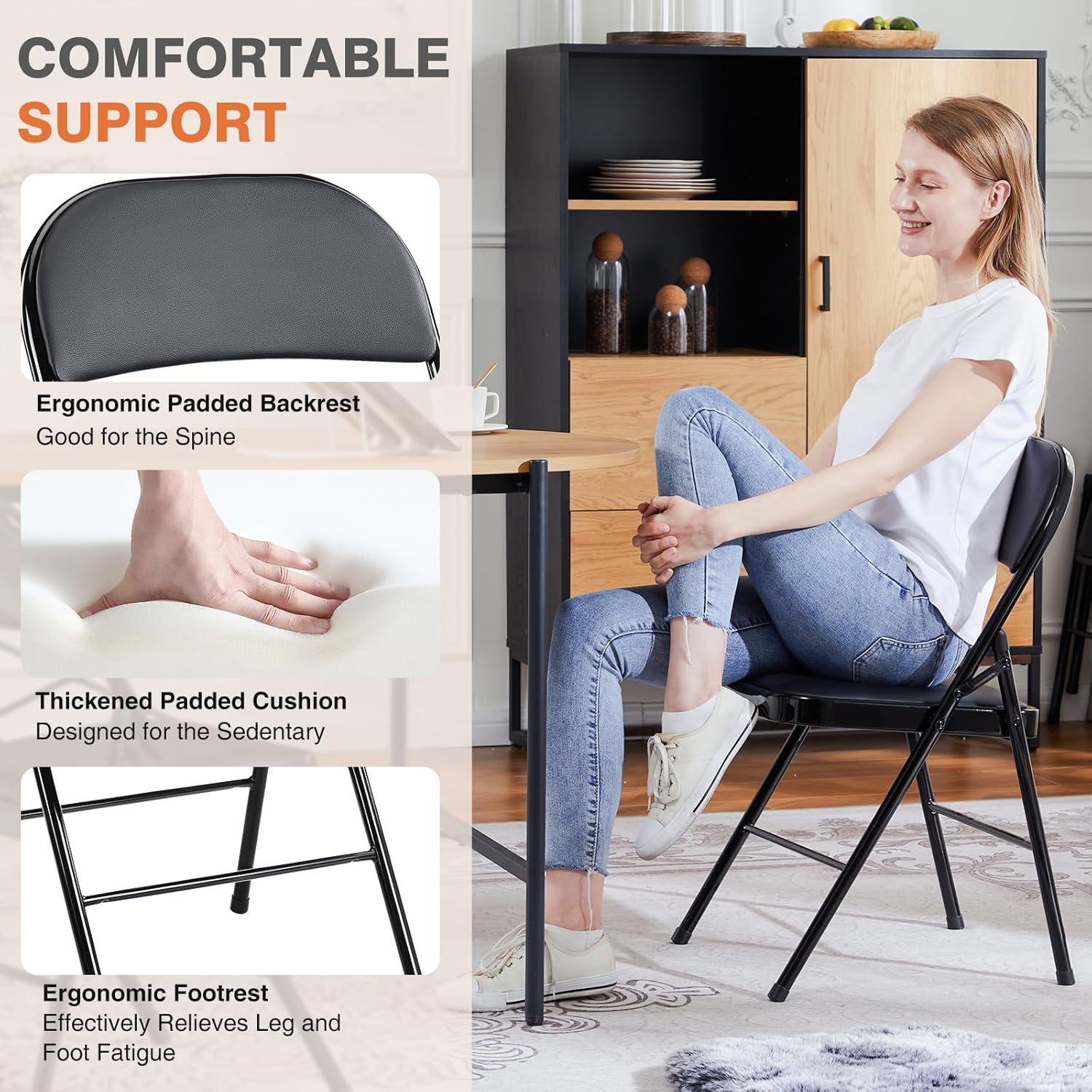 Sweetcrispy Folding Chair 12 Pack, Leather Padded Folding Chairs, Sturdy Metal Foldable Chairs wourant