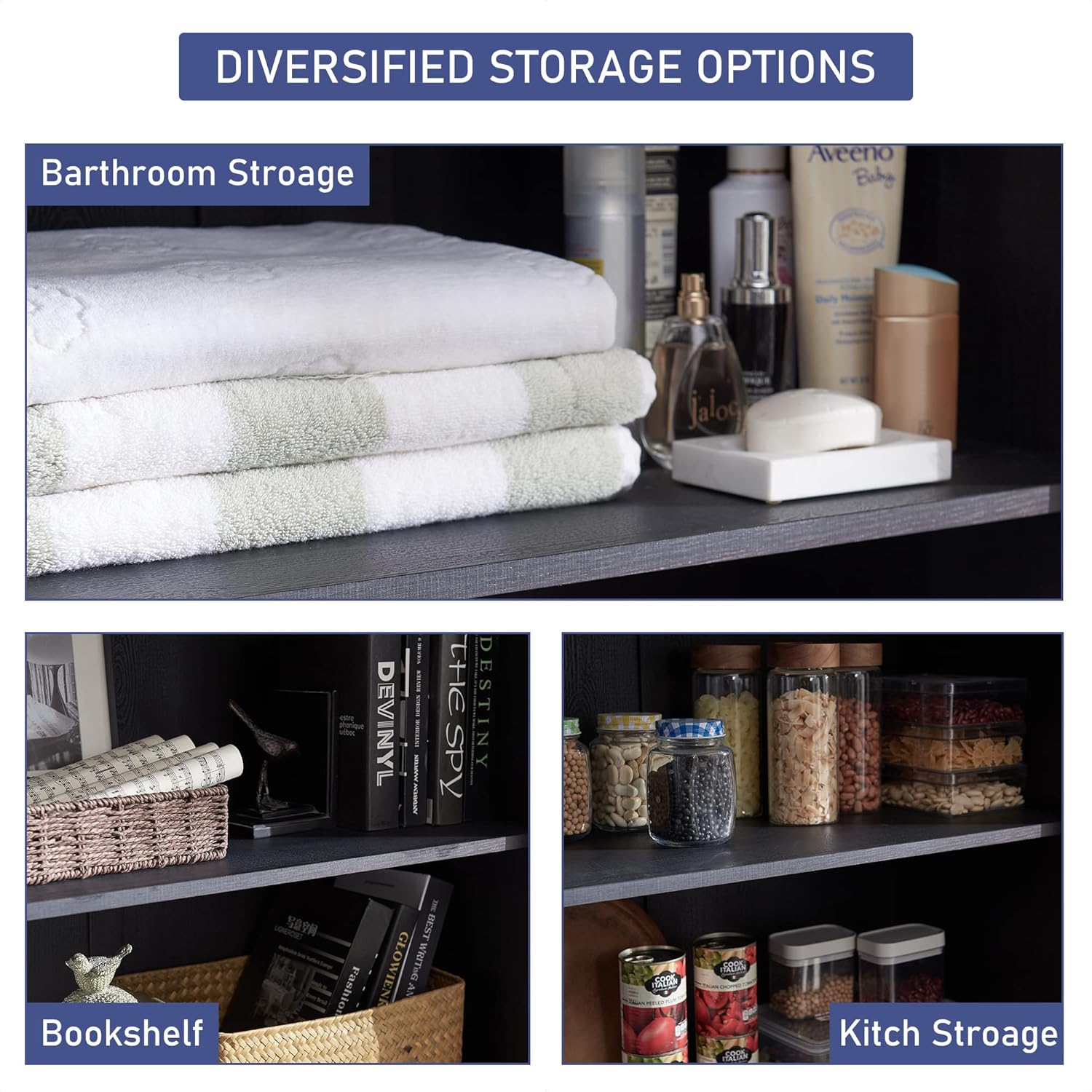 JXQTLINGMU Farmhouse Kitchen Pantry - 72" Tall Wood Kitchen Storage Cabinet with Adjustable Shelves and 2 Barn-Style Doors and Drawers wourant