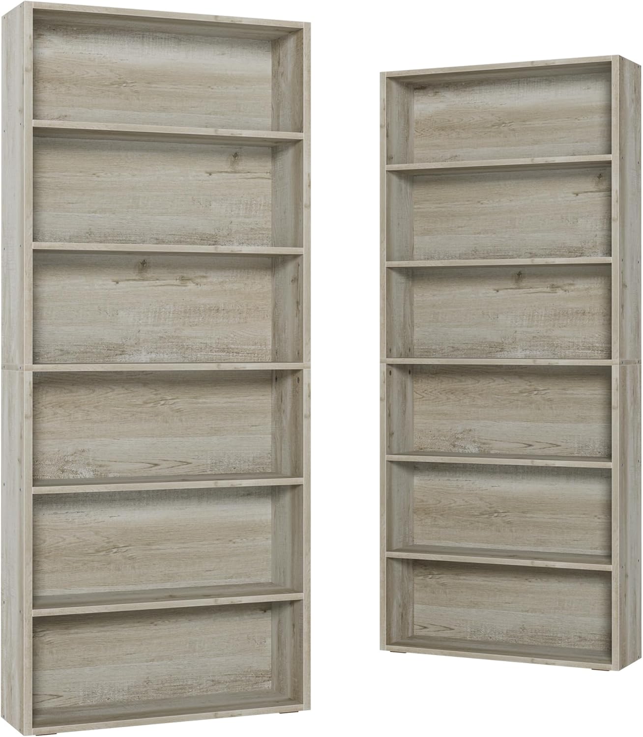 IRONCK Bookshelves and Bookcases Set of 2 Floor Standing 6 Tiers Display Storage Shelves wourant