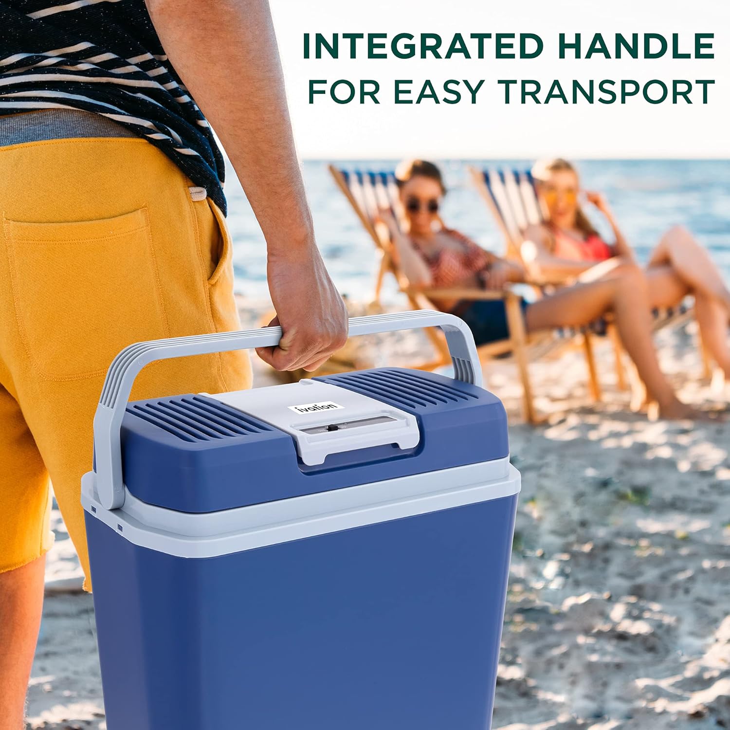 Electric Cooler & Warmer with Handle | 24 L Portable Thermoelectric Fridge for Vehicles & Trucks| 110V AC Home Power Cord & 12V Car Adapter for Camping wourant