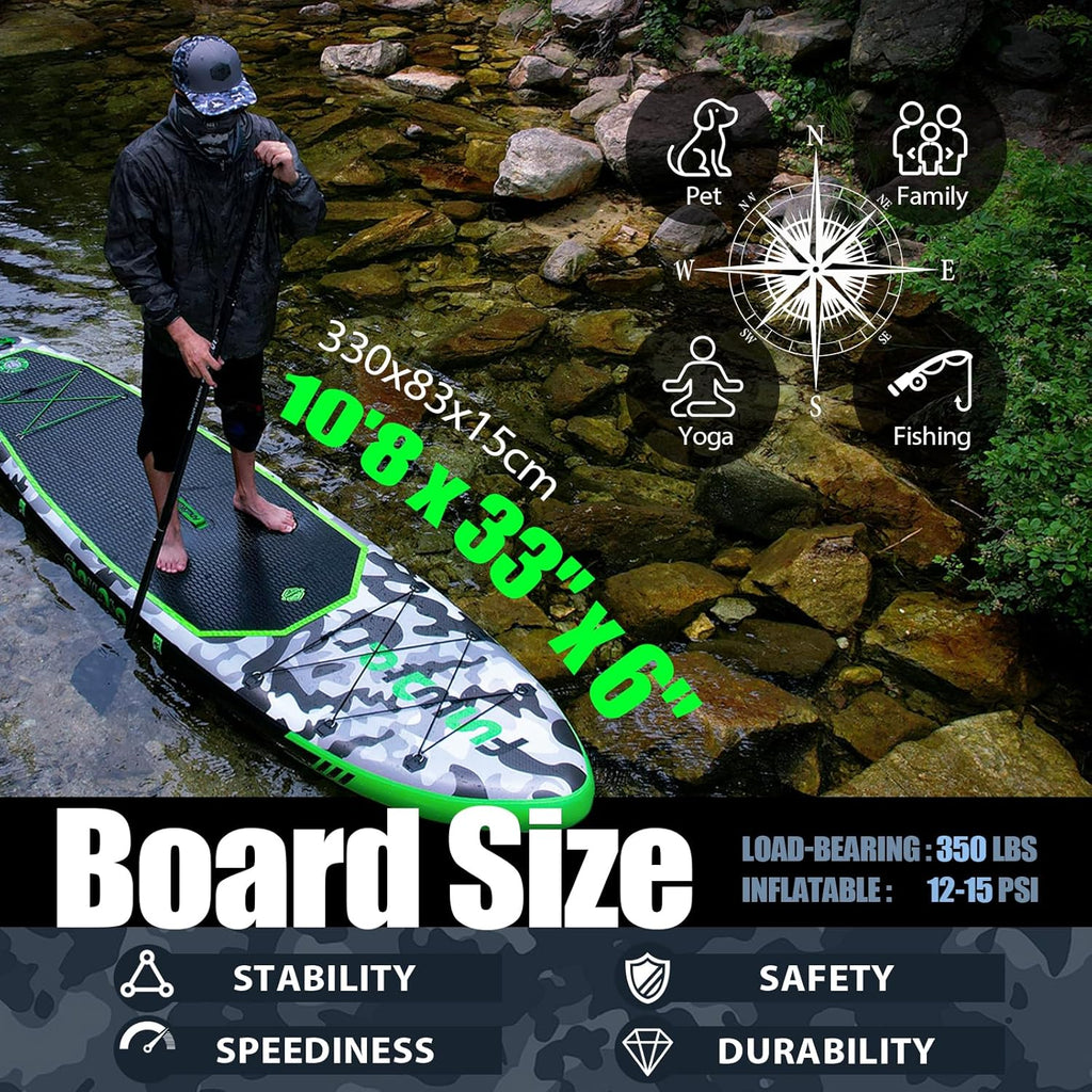 FunWater Inflatable Stand Up Paddle Board with Premium SUP Paddle Accessories, Non-Slip EVA Deck, 11'/10'6' Paddle wourant