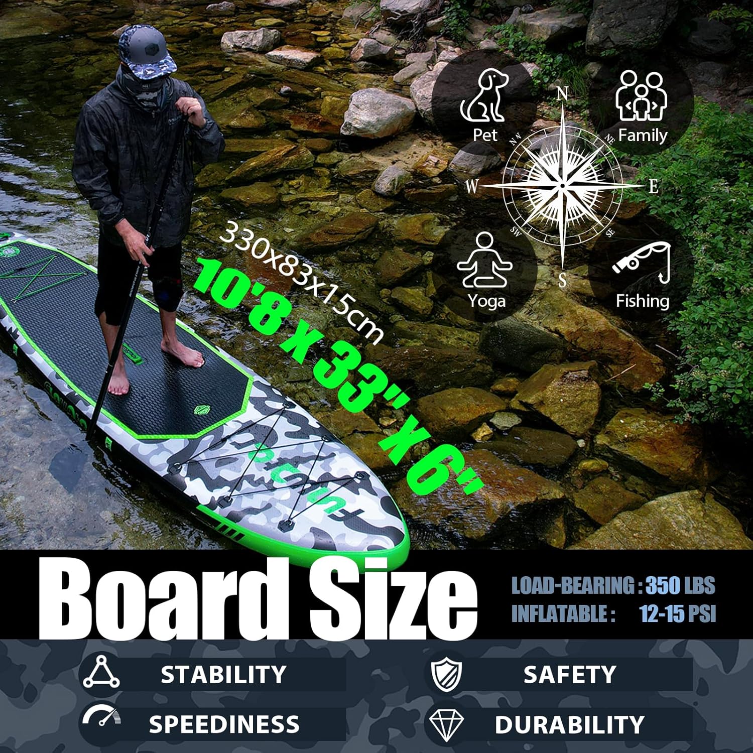 FunWater Inflatable Stand Up Paddle Board with Premium SUP Paddle Accessories, Non-Slip EVA Deck, 11'/10'6' Paddle wourant