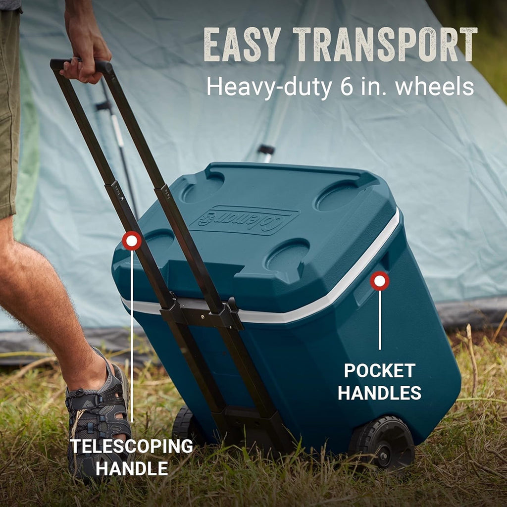 Coleman Classic Series Insulated Portable Wheeled Cooler, Leak-Resistant Outdoor Hard Cooler Keeps Ice up to 5 Days, 100-Quart wourant