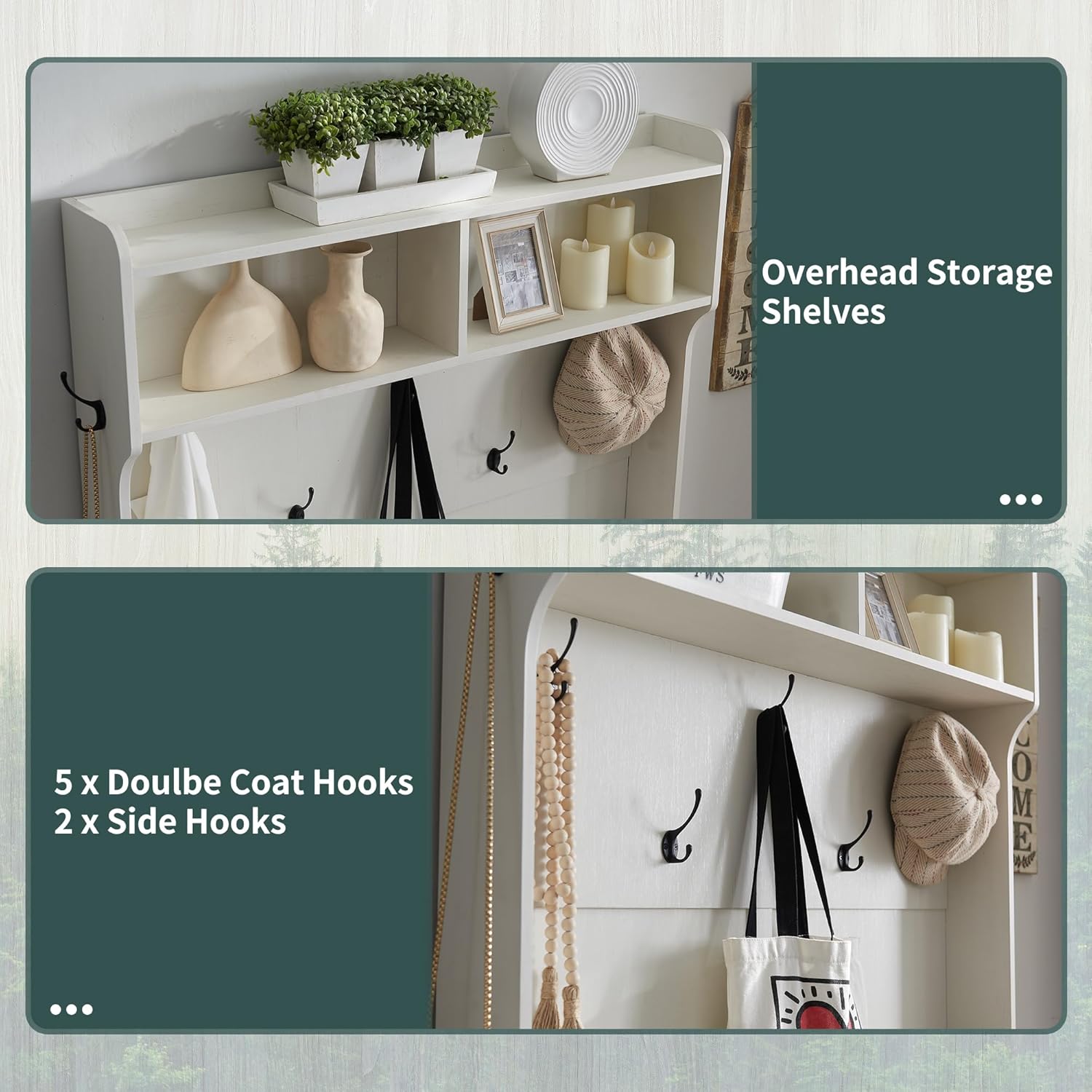 JXQTLINGMU 59-inch Farmhouse Foyer Tree with Shoe Storage, Entryway Bench Foyer Coat Rack Cabinet wourant