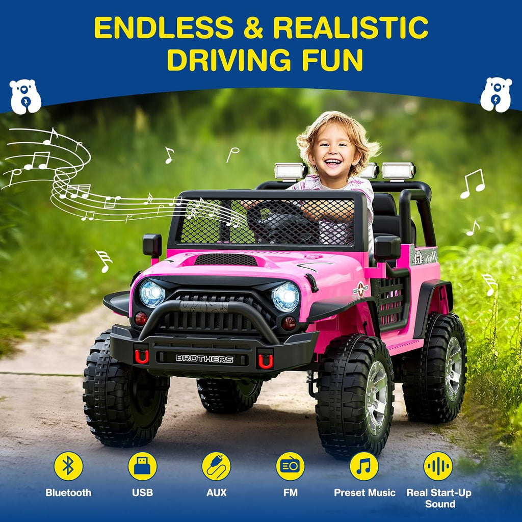 L8 Ride On Car, 2 Seater, 12V Kids Electric Car w/Remote Control, 4-Wheel Suspension, Bluetooth Speaker, Multi Music Modes, 3 Speeds, LED Lights, Xmas & Birthday Gift Ideas for Kids Ages 3+ wourant