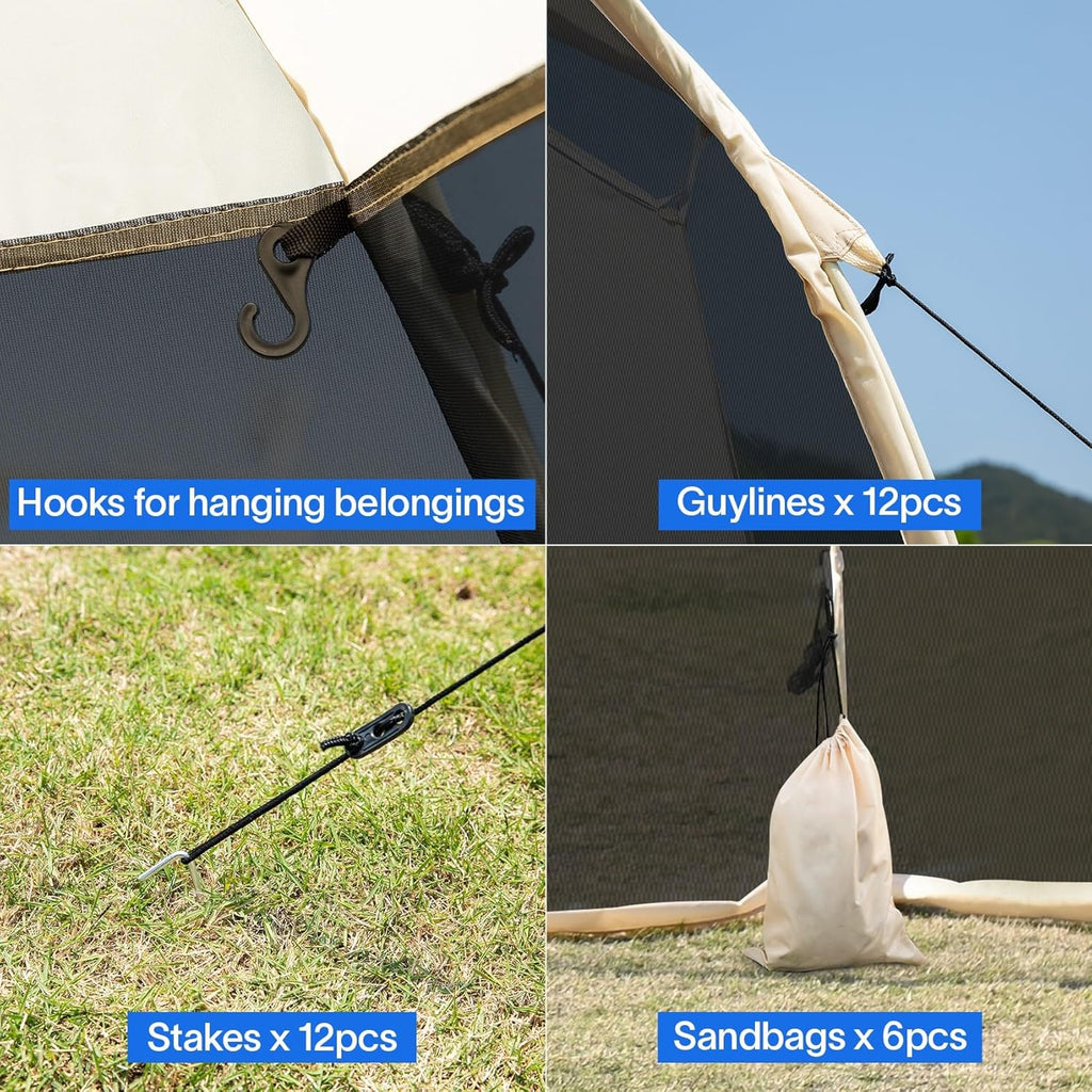 Screen gazebo, sleeps 6-10-15 people Igloo-style canopy tent with mosquito net on the sides Perfect for garden, patio, backyard wourant