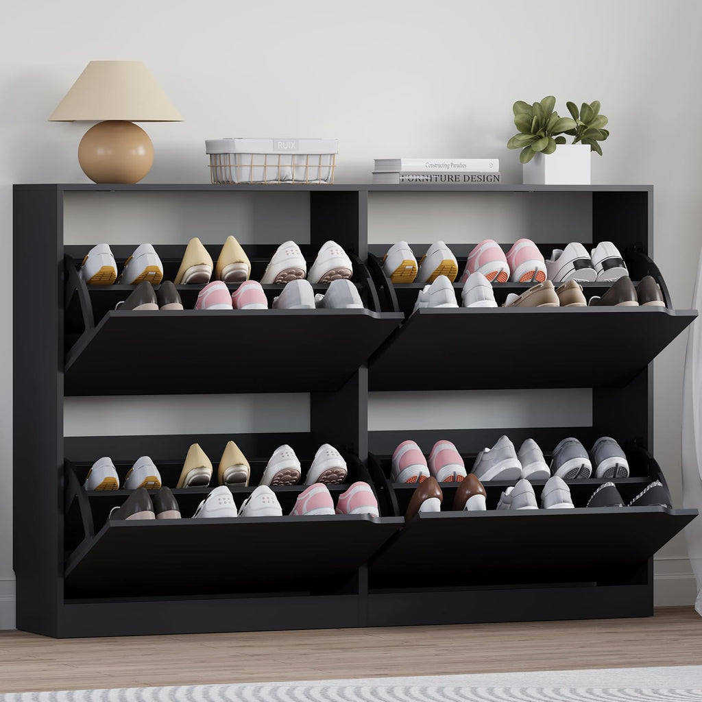 Shoe Cabinet with 3 Flip Drawers, Hidden Wood Shoe Cabinet,Freestanding Shoe Storage Cabinet wourant