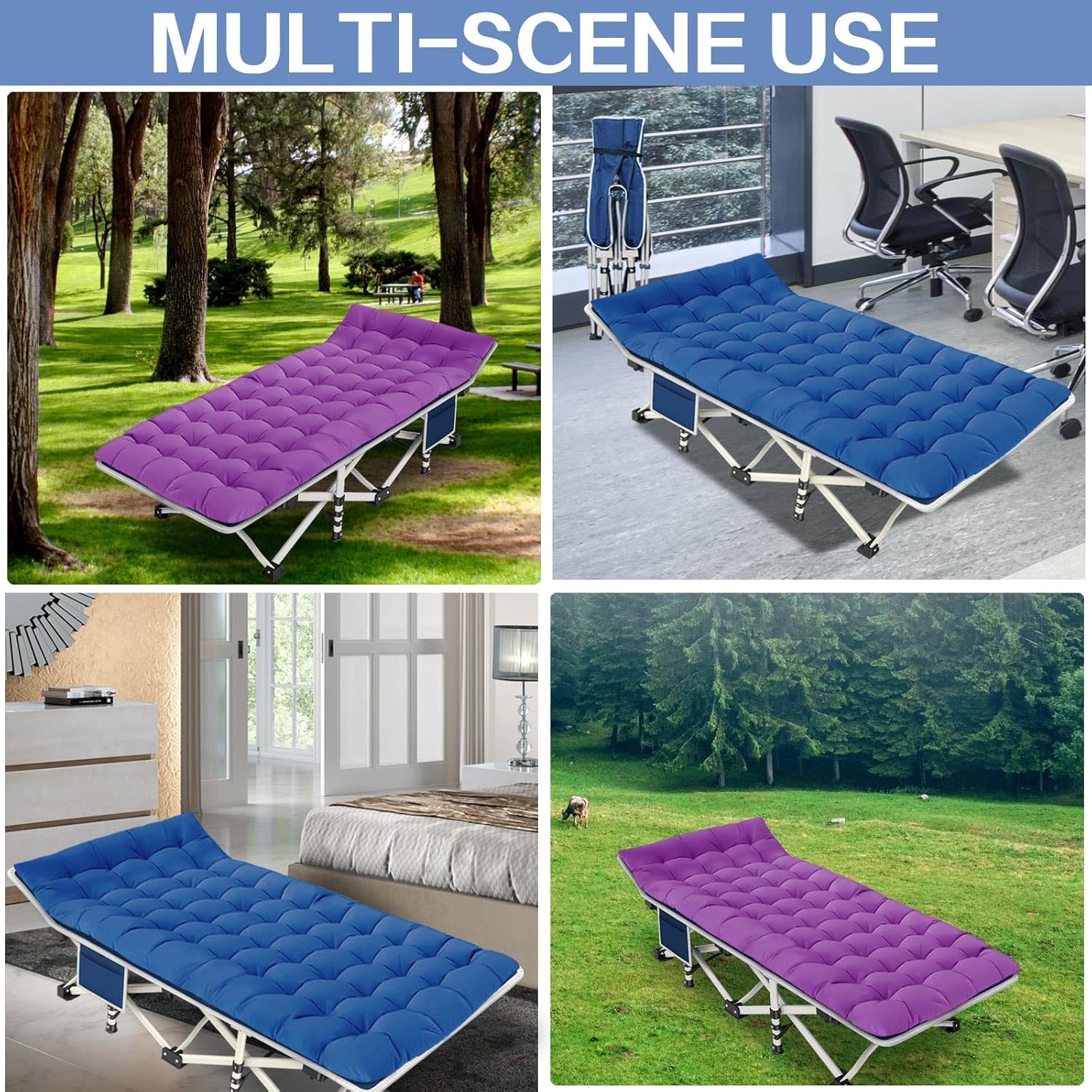 2 Pack Camping Cot with Mattress Comfortable Sleeping Cot Camping Cots for Adults 2 Person Folding Cot Heavy Duty Cots for Sleeping with Carry Bag Outdoor Indoor Home Vacation wourant