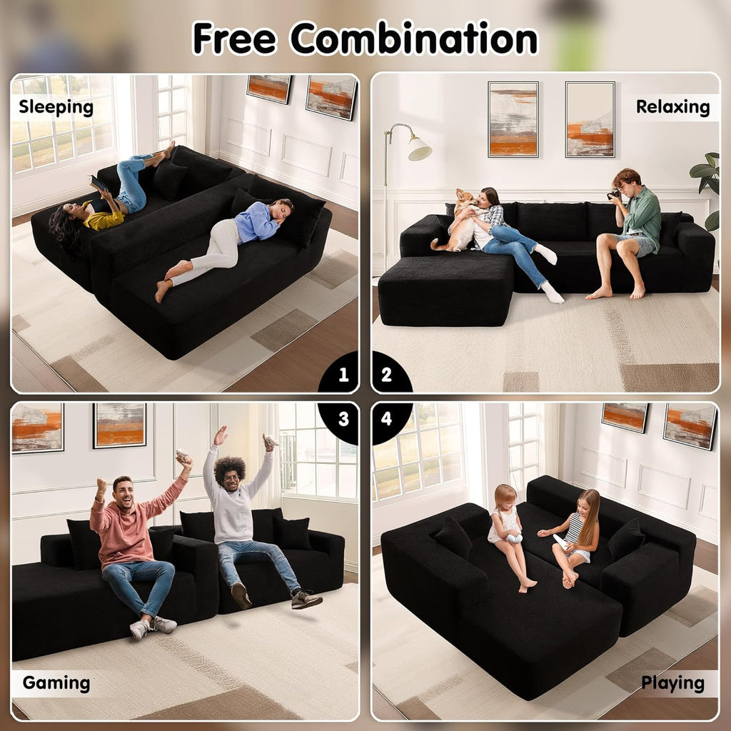 Ovios 104" Cloud Section Sofa L-shaped lounge chair, modern modular sofa wourant