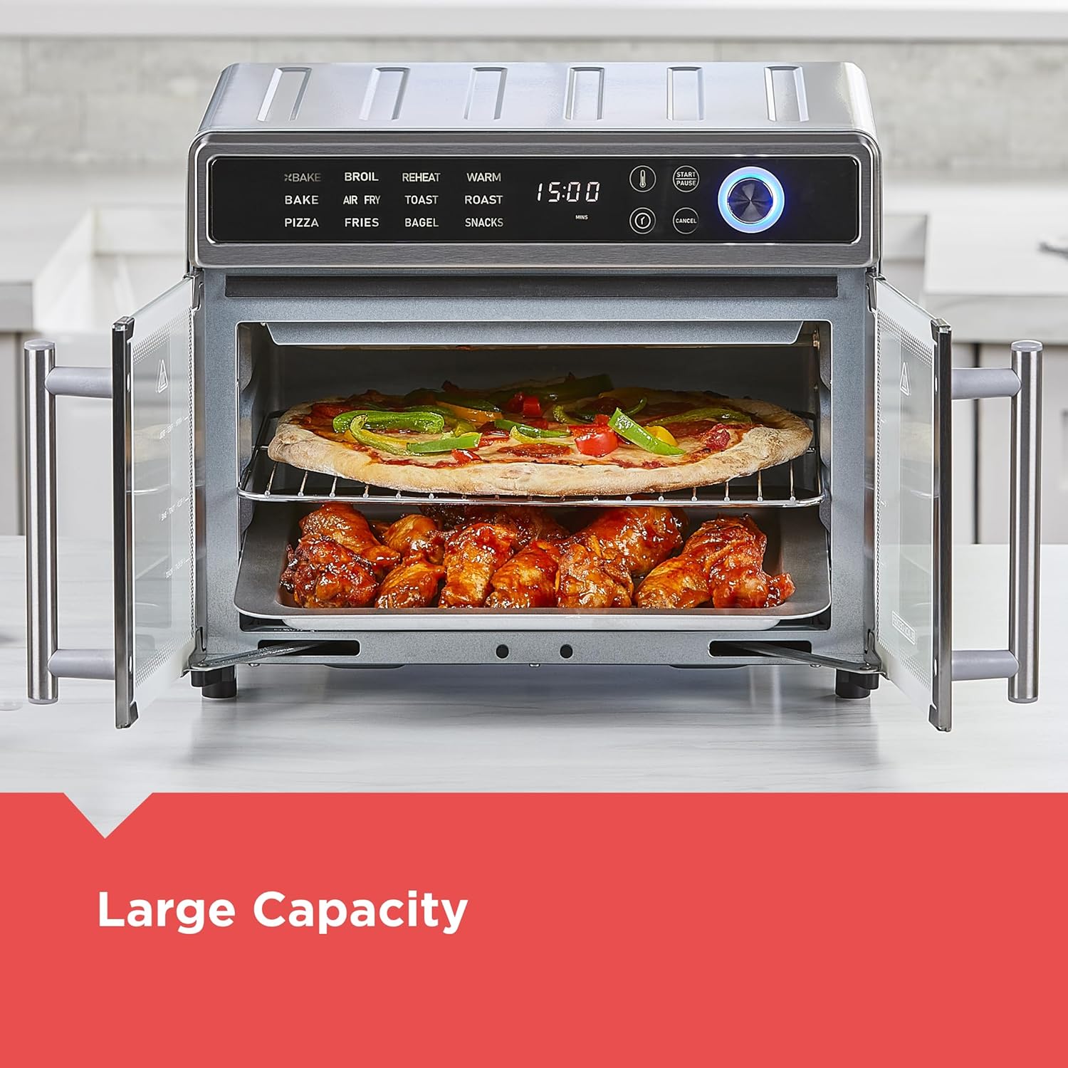 BLACK+DECKER Crisp 'N Bake Air Fryer Toaster Oven Combo, 12 in 1 Countertop Convection Oven Cooks Food Fast wourant