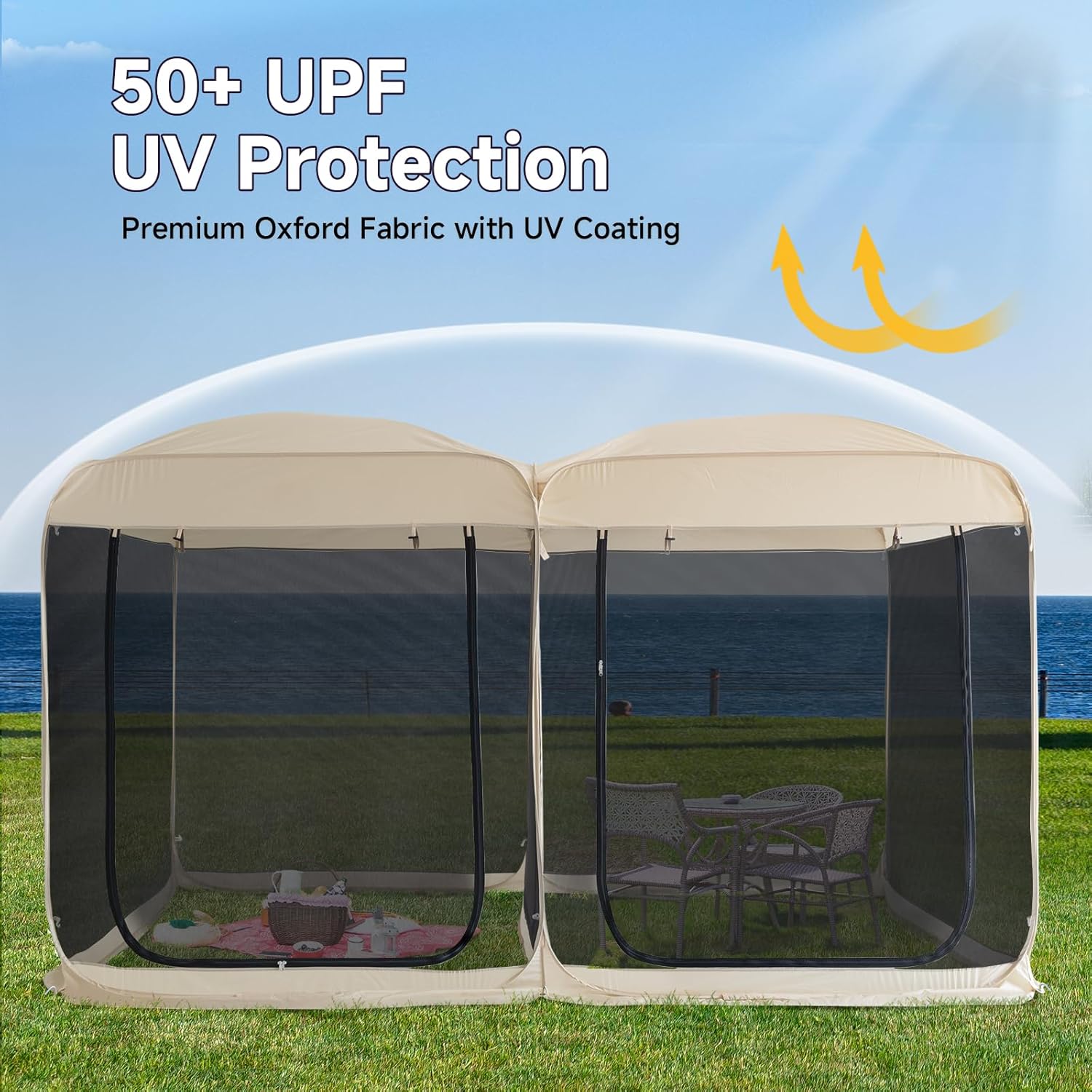 Screen gazebo, sleeps 6-10-15 people Igloo-style canopy tent with mosquito net on the sides Perfect for garden, patio, backyard wourant