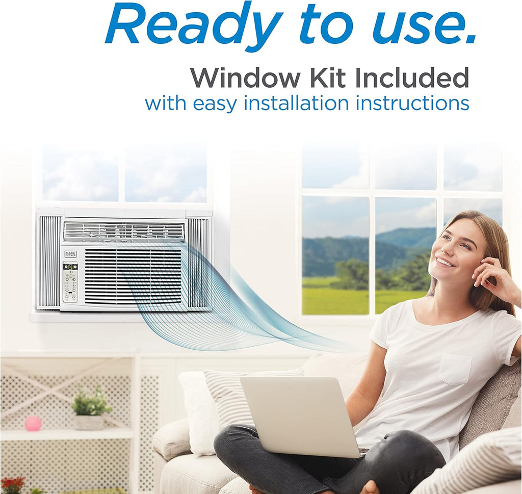 BLACK+DECKER Window Air Conditioner 5000 BTU, Cools Up to 150 Square Feet, AC Unit with Mechanical Controls, Manual Fan Only and Cool Settings, BD05MWT6, White wourant