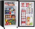 Sweetcrispy 3.2 Cu.Ft Mini Fridge with Freezer Small Refrigerator Single Door Adjustable Thermostat Energy-efficient Low Noise, Compact Fridge for Bedroom, Office, Dorm (Black) wourant
