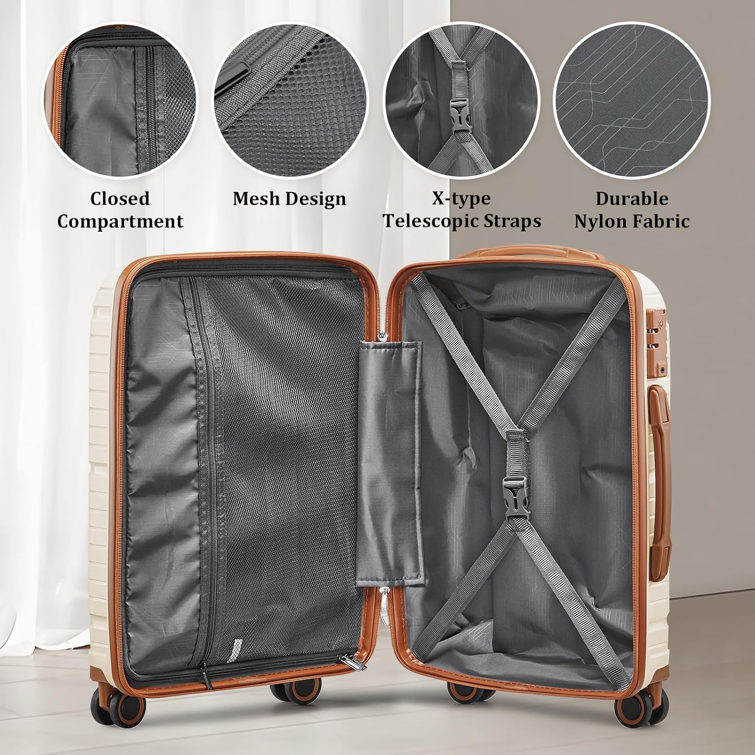 5-piece PP hardshell lightweight travel carry-on luggage set with dual spinner wheels and TSA lock wourant