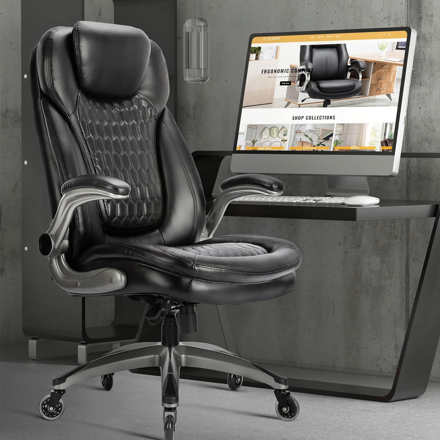 Executive Office Chair Computer Desk Chair Swivel Home Office Chair Upgraded Casters wourant