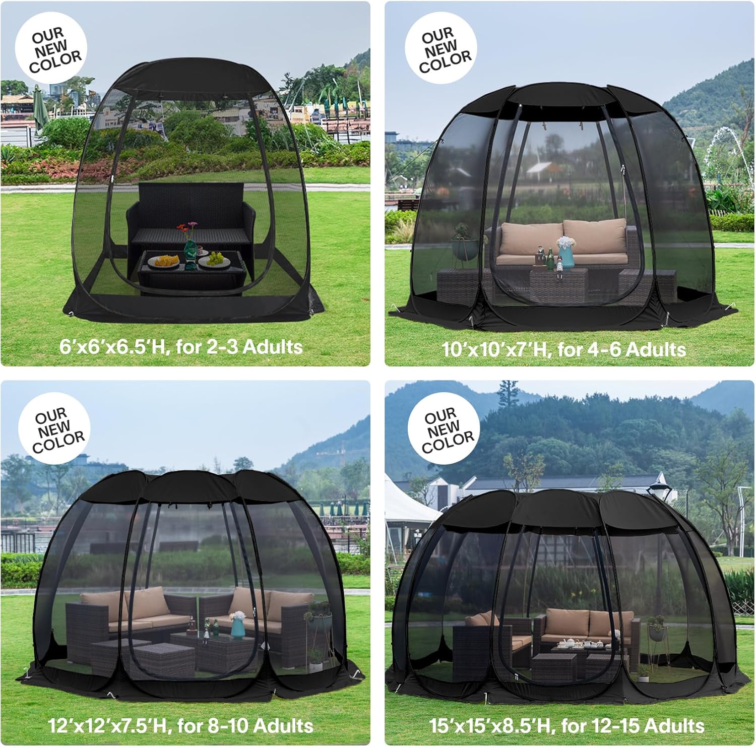 Screen gazebo, sleeps 6-10-15 people Igloo-style canopy tent with mosquito net on the sides Perfect for garden, patio, backyard wourant