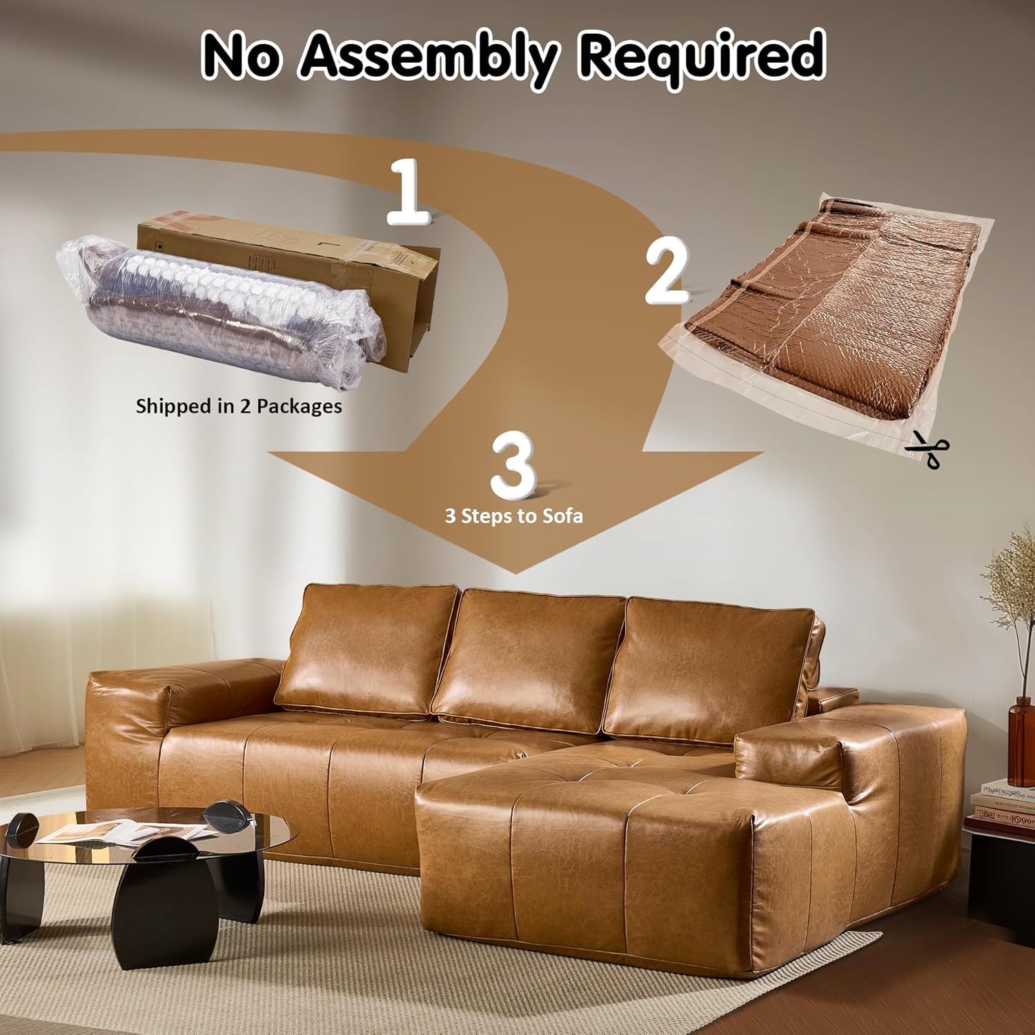 Ovios 104" Cloud Section Sofa L-shaped lounge chair, modern modular sofa wourant