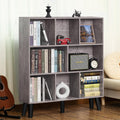 LEYAOYAO Wooden 7 Cube Book Shelf Natural Bookshelf Legs Modern Open Storage Organizer wourant
