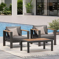 Aluminum Outdoor Patio Furniture Set with Coffee Table, 5 Piece Patio Conversation Sets, Outdoor Sectional Furniture for Porch, Balcony, Yard, Gray woonhhop