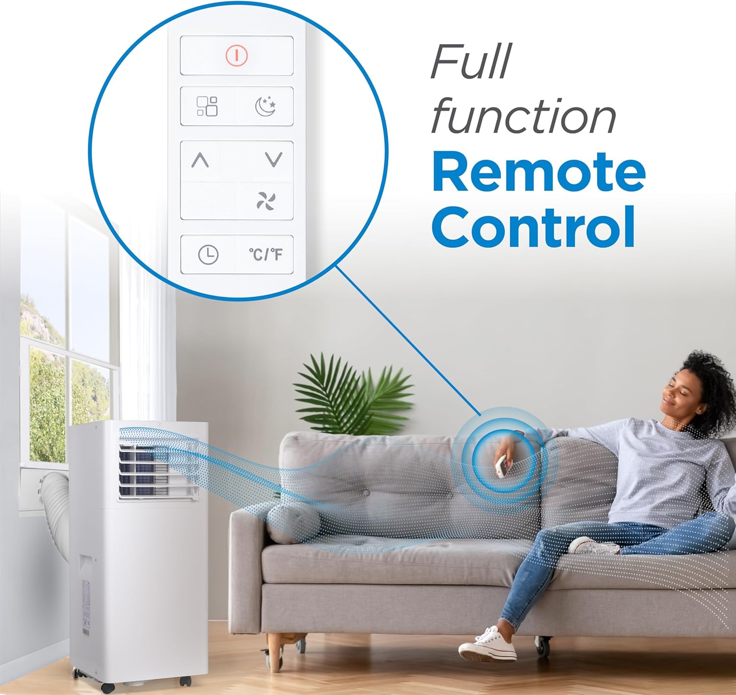 BLACK+DECKER Portable Air Conditioner, 8,500 BTU (5,100 BTU SACC) for Rooms Up To 350 Sq. Ft., Portable AC with Full Function Remote Control & Window Kit, BPACT05SM, White woonhhop