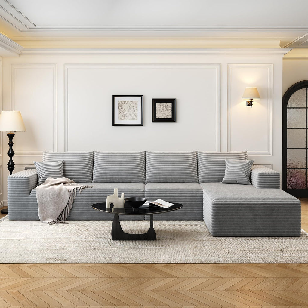 107.5" Cloud Modular Sectional Sofa Couch with L-Shape Chaise,Modern Minimalist Upholstered Couches wourant