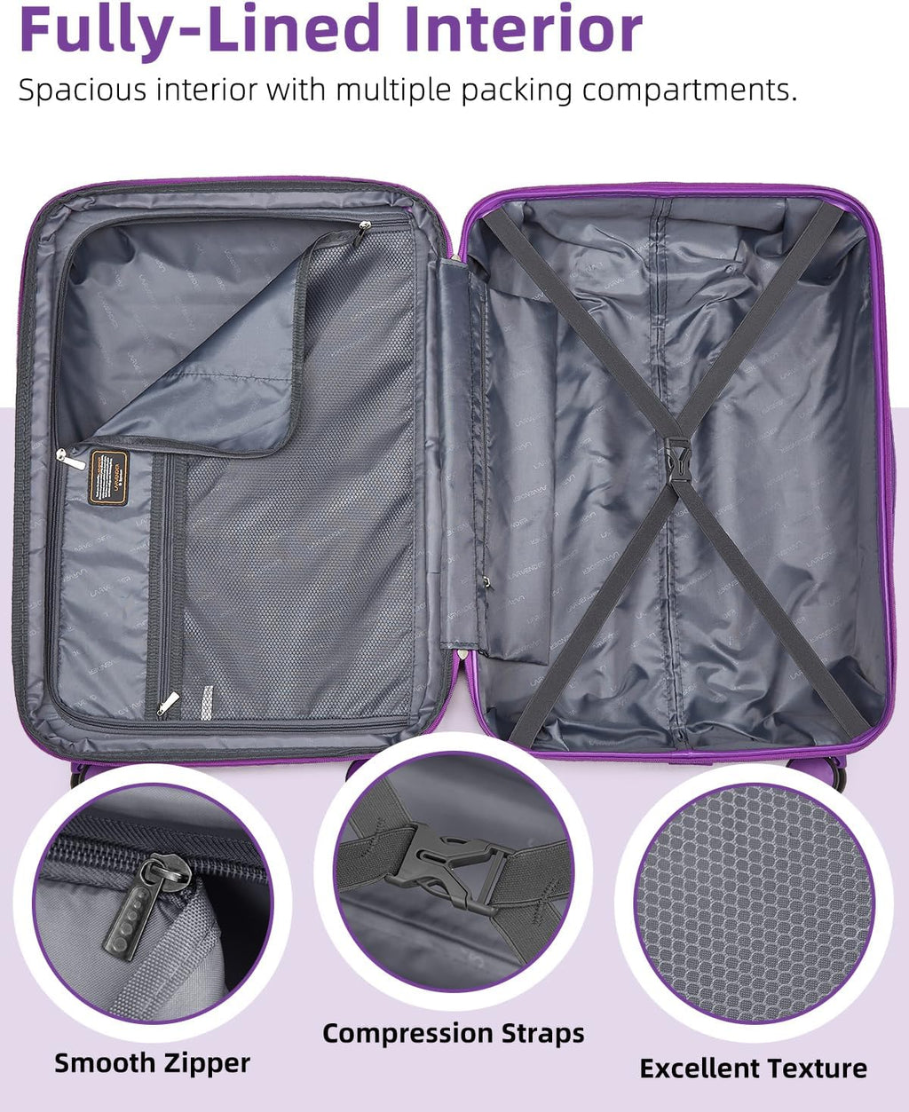 6-piece luggage set, expandable hardshell suitcase set with spinner wheels, lightweight rolling luggage set wourant