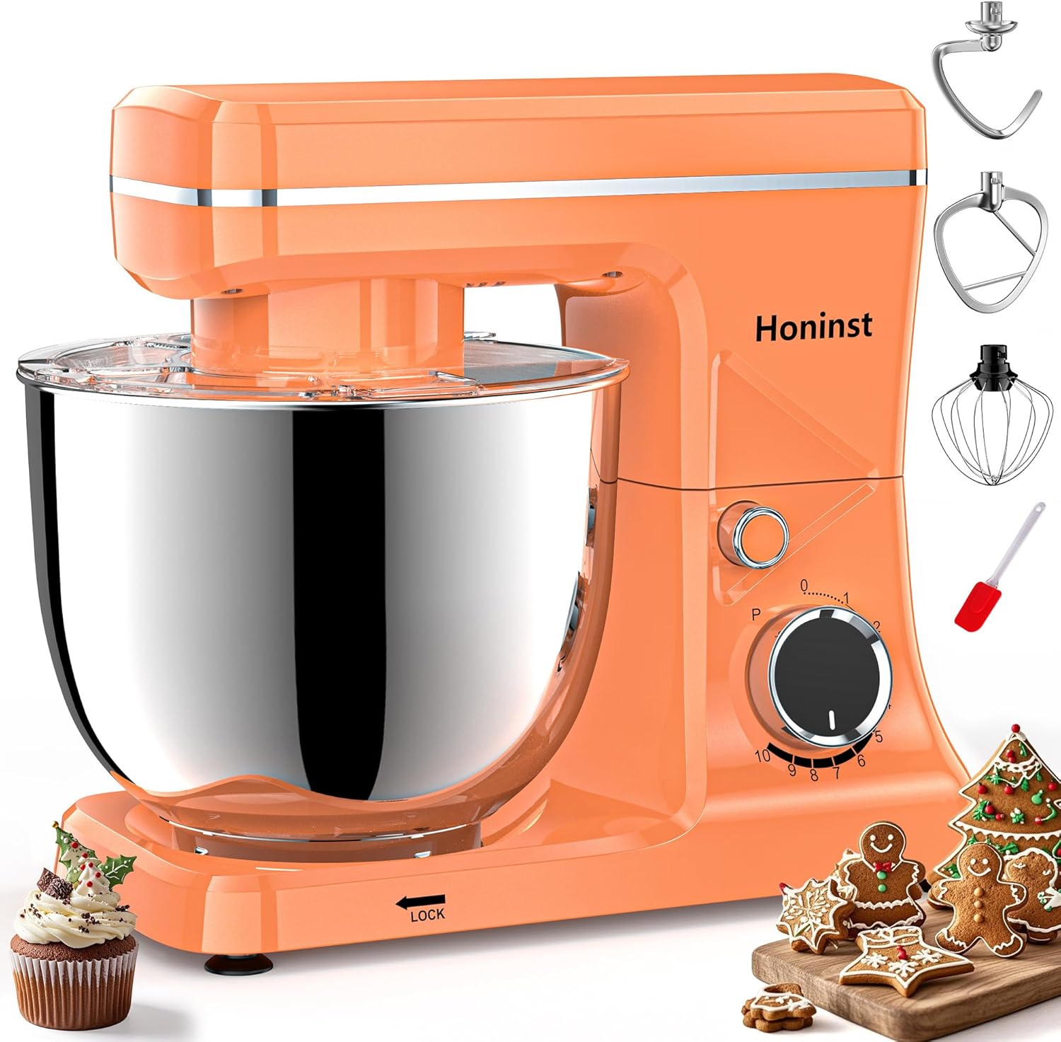 10-Speed Stand Mixer with 8-in-1 Splash Guard, Tilt Head, 6-Quart Stainless Steel Bowl + Dishwasher-Safe Dough Hook/Whisk/Blender/Scraper wourant