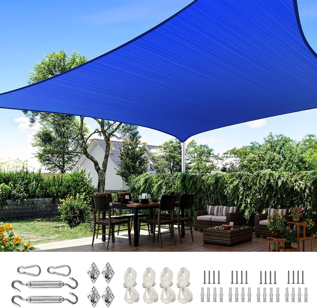Quictent Sun Shade Sail for Patio, 185GSM Heavy Duty Rectangular Outdoor Sunshades UV Block Outside Canopy Cover for Backyard White and Grey Multi 20x26ft woonhhop