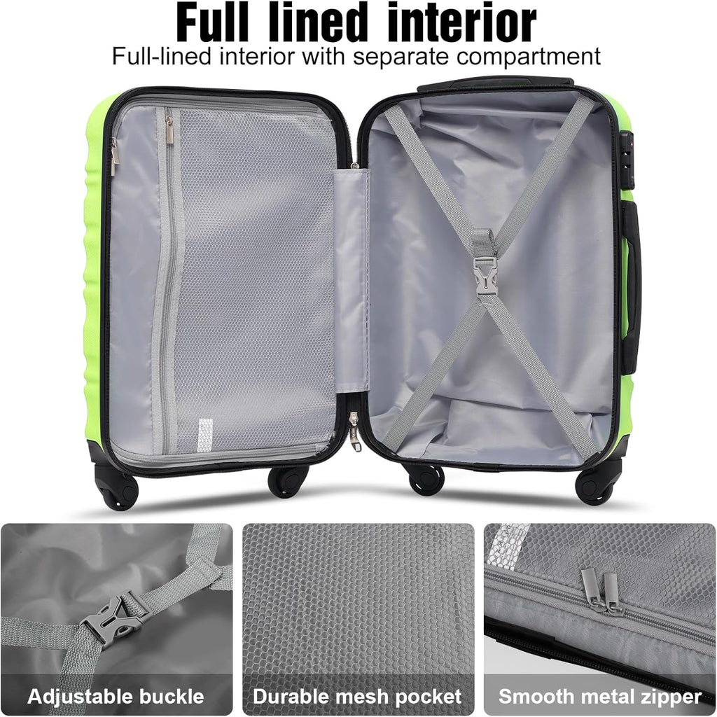 LONG VACATION 6 Piece Luggage Set Carry on Suitcase with ABS+PC hardshell, Spinner Wheels & YKK Zipper TSA Lock wourant