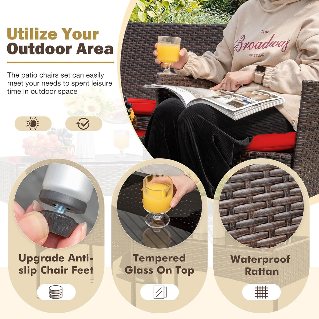 Homall 4 Pieces Outdoor Patio Furniture Sets Rattan Chair Wicker Set, Outdoor Indoor Use Backyard Porch Garden Poolside Balcony Furniture Sets (Grey) wourant