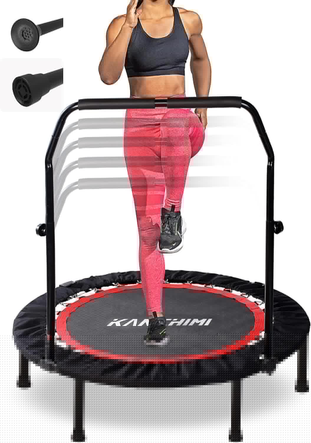Kanchimi 40" 48" Folding Mini Fitness Indoor Exercise Workout Rebounder Trampoline with Handle, Max Load 330lbs wourant