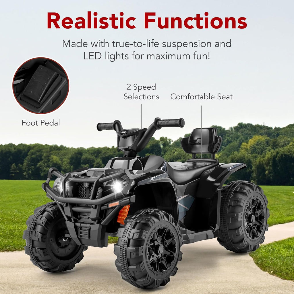 Best Choice Products 12V Kids Ride-On Electric ATV, 4-Wheeler Quad Car Toy w/Bluetooth Audio, 2.4mph Max Speed, Treaded Tires, LED Headlights, Radio wourant