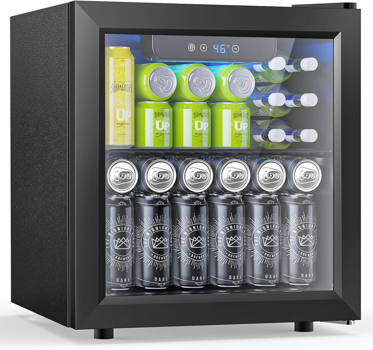 Mini Fridge 130 Can Beverage Refrigerator Cooler, 3.2 Cu.Ft Drink Fridge for Soda Wine Beer, Adjustable Temperature Control for Home Office, Black wourant