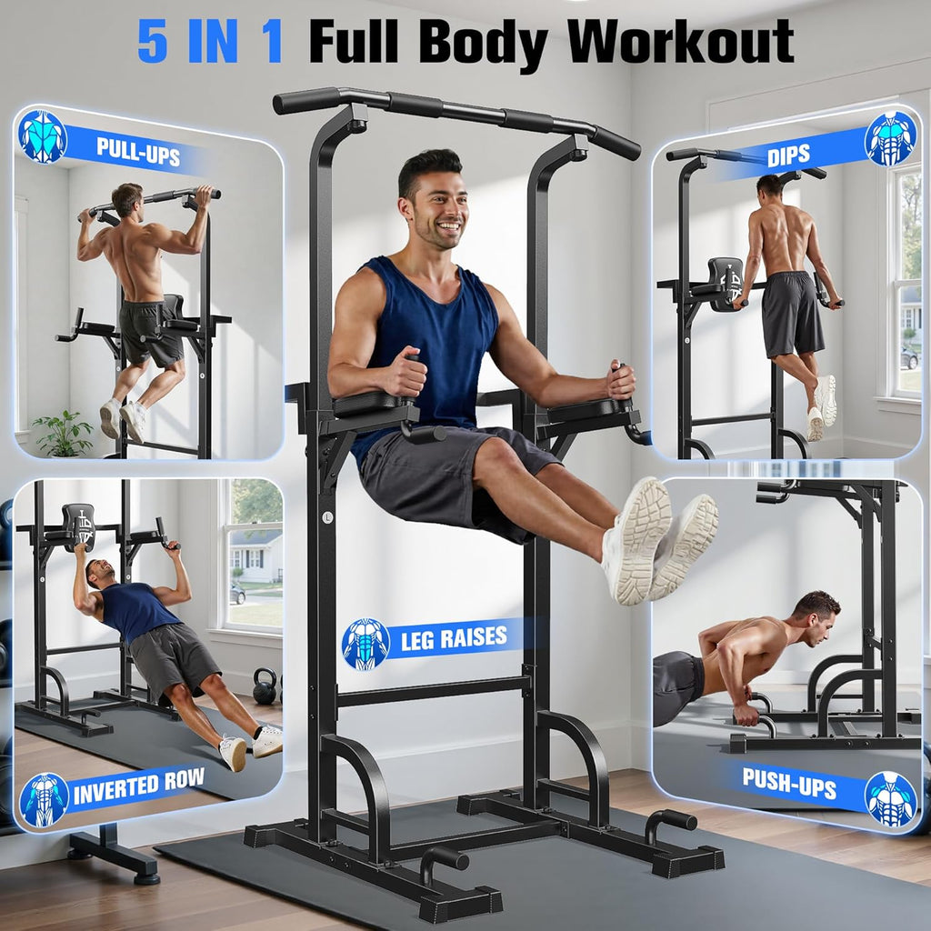 Sportsroyals Power Tower Pulp Up Bar Station, 450 lbs stable suspended immersion tilt station wourant