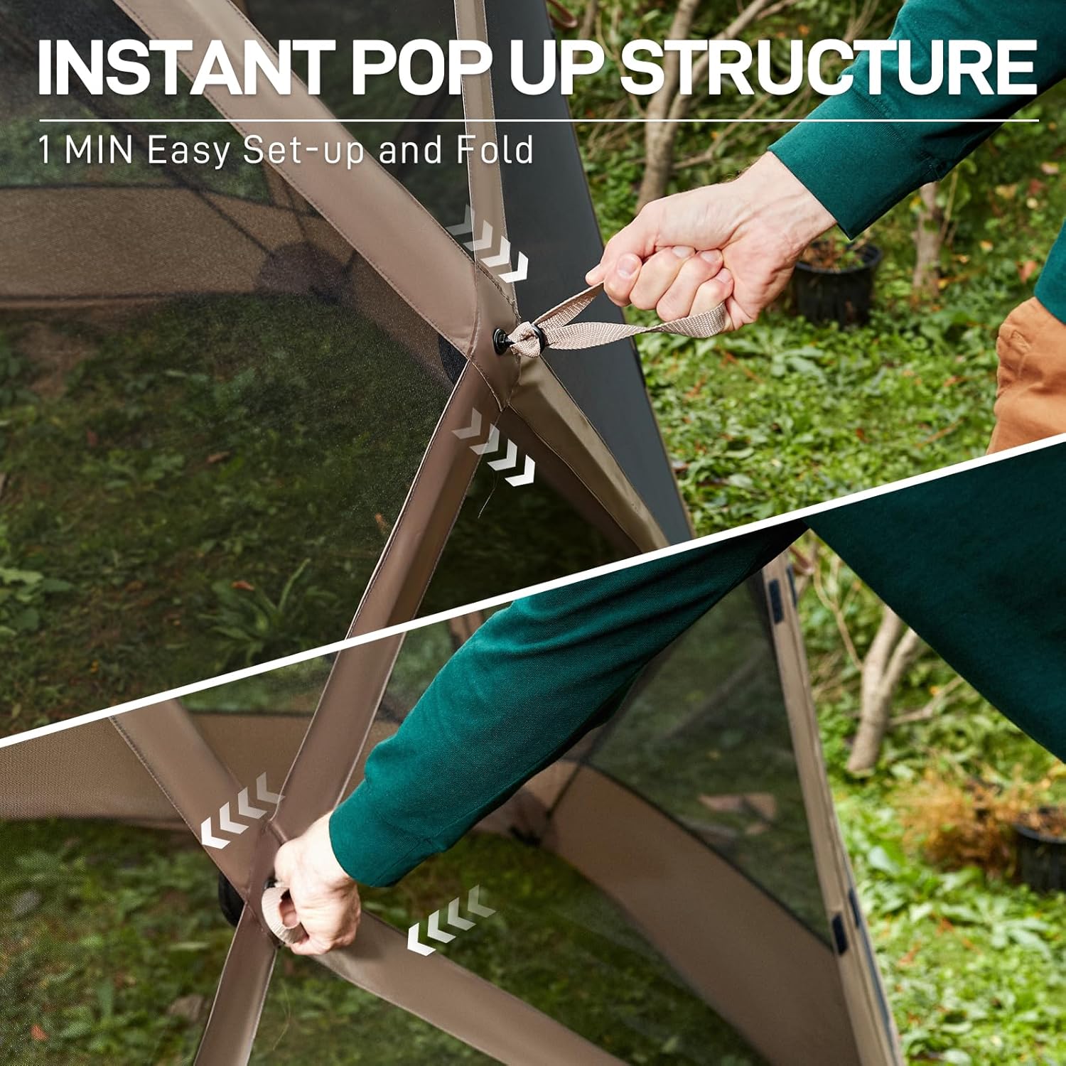 Pop up Screen House Tent for Camping 11.5 x 9.8 ft, Instant Screened Gazebo Canopy with Netting, Portable Shelter Enclosure wourant