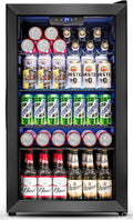 Beverage Refrigerator Cooler - 126 Can Mini Fridge Glass Door for Drinks Soda Beer Wine - Small Refrigerator for Office Bedroom Home Bar, 4 Adjustable Shelves, 3.2 Cu.Ft, Silver wourant