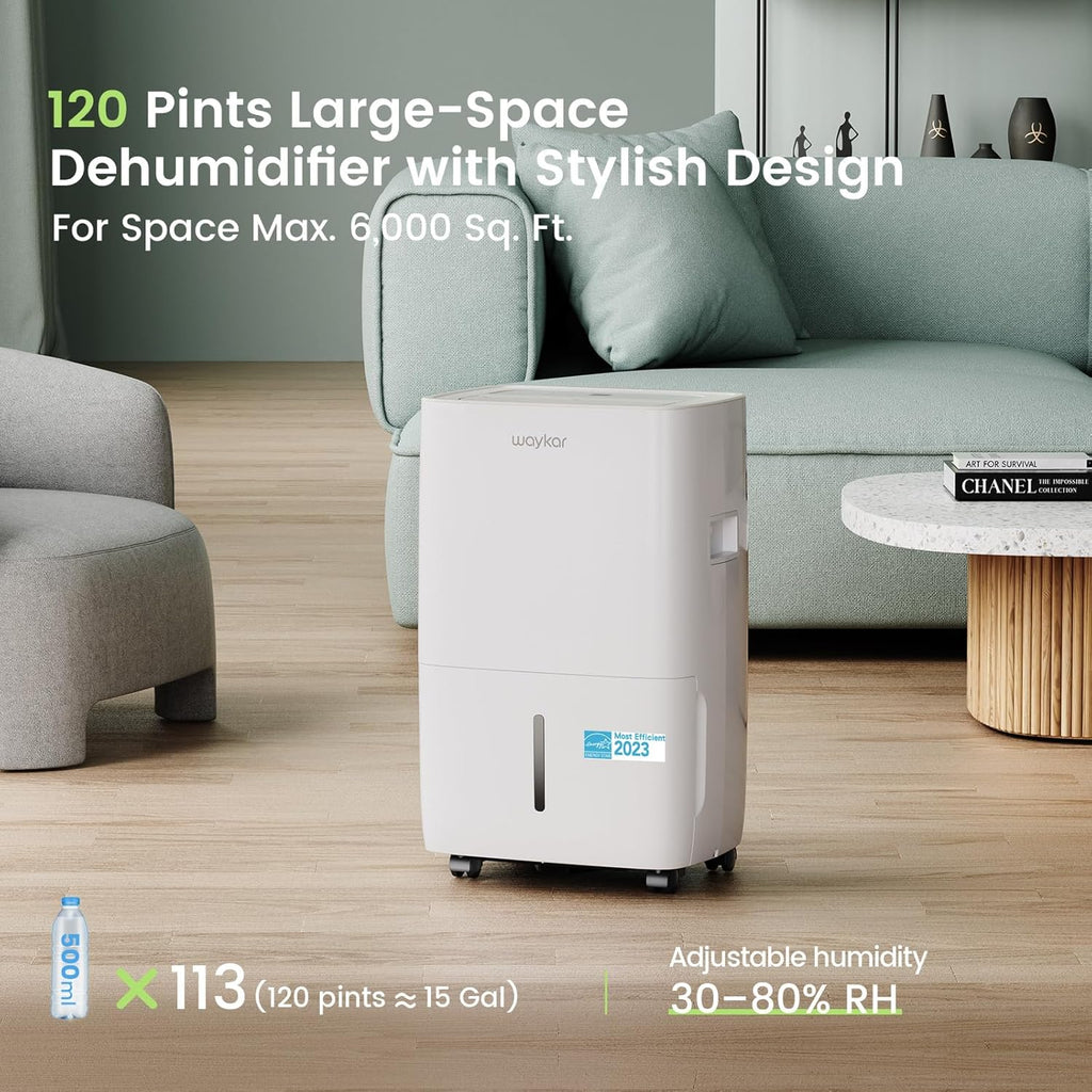 Waykar 2000 Sq. Ft Dehumidifier for Home and Basements, with Auto or Manual Drainage, 0.66 Gallon Water Tank Capacity wourant