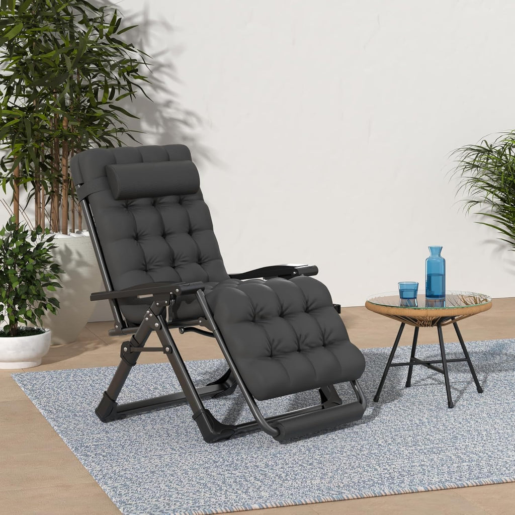 Indoor and outdoor patio chair folding lounge chair zero gravity chair with removable cushion camping lounge chair wourant