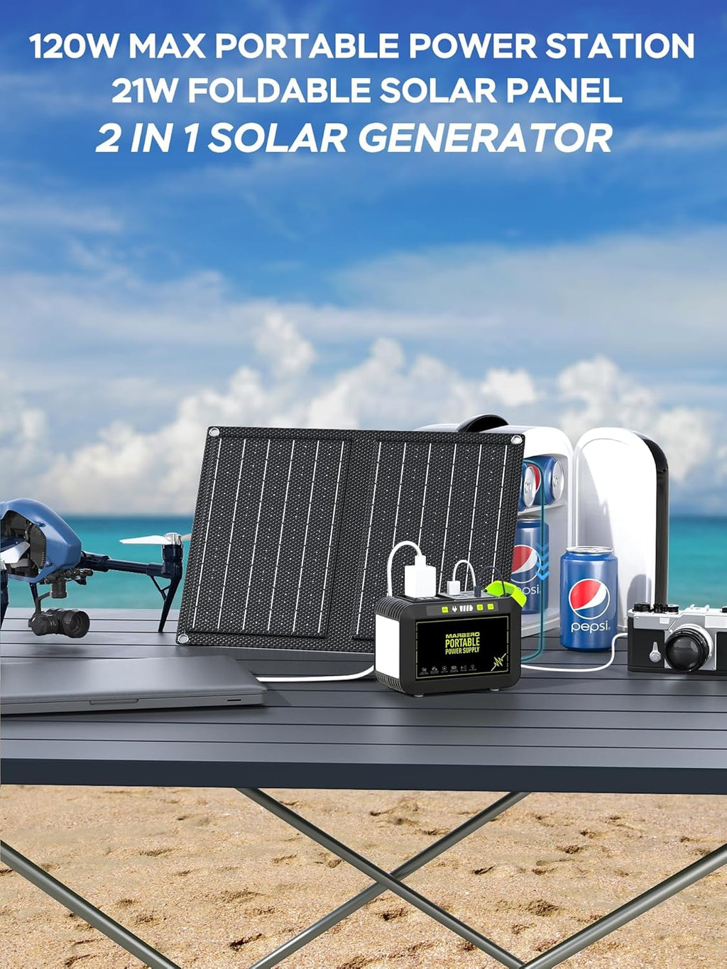 Portable Power Station 88Wh Camping Lithium Battery Solar Generator Fast Charging with AC Outlet 120W Peak Power Bank wourant