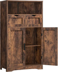 Iwell Storage Cabinet with 2 Drawers & Adjustable Shelves, Cupboard, Floor Cabinet wourant