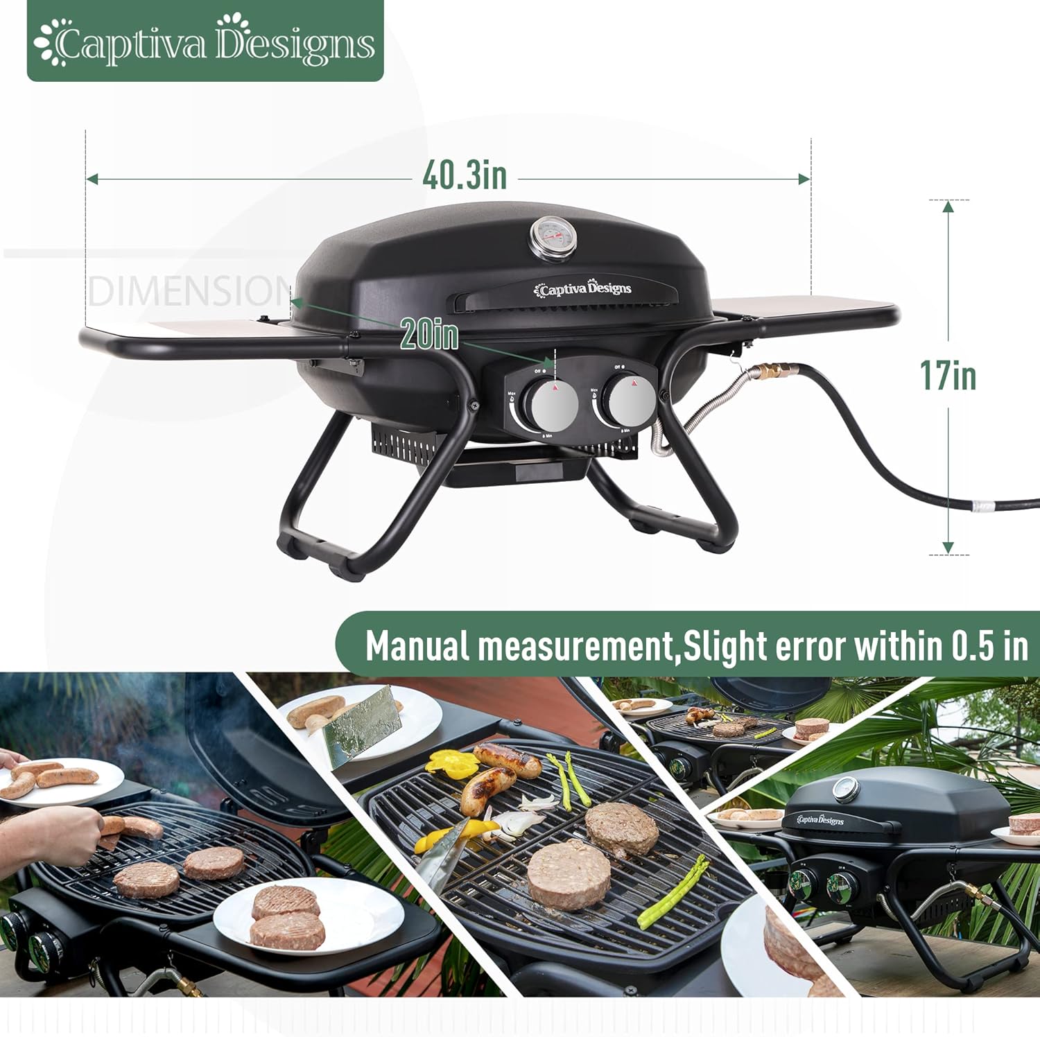 Captiva Designs 4-Burner Propane Gas BBQ Grill with Side Burner & Porcelain-Enameled Cast Iron Grates, 42,000 BTU Output Stainless Steel Grill for Outdoor Cooking Kitchen and Patio Backyard Barbecue wourant