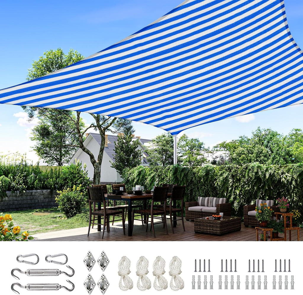 Quictent Sun Shade Sail for Patio, 185GSM Heavy Duty Rectangular Outdoor Sunshades UV Block Outside Canopy Cover for Backyard White and Grey Multi 20x26ft woonhhop