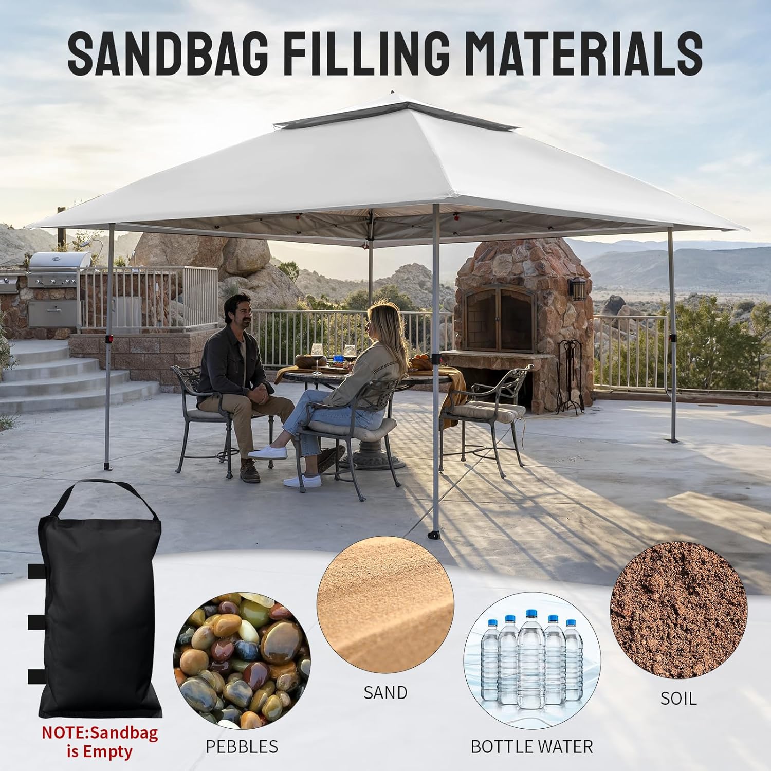 CROWN SHADES 13x13 Pop Up Gazebo, Canopy Tent, Gazebos on Clearance - Outdoor Gazebo for Backyard & Patio Furniture - Carpa Pop Up Tent with Wheeled STO-N-Go Cover Bag (White) wourant