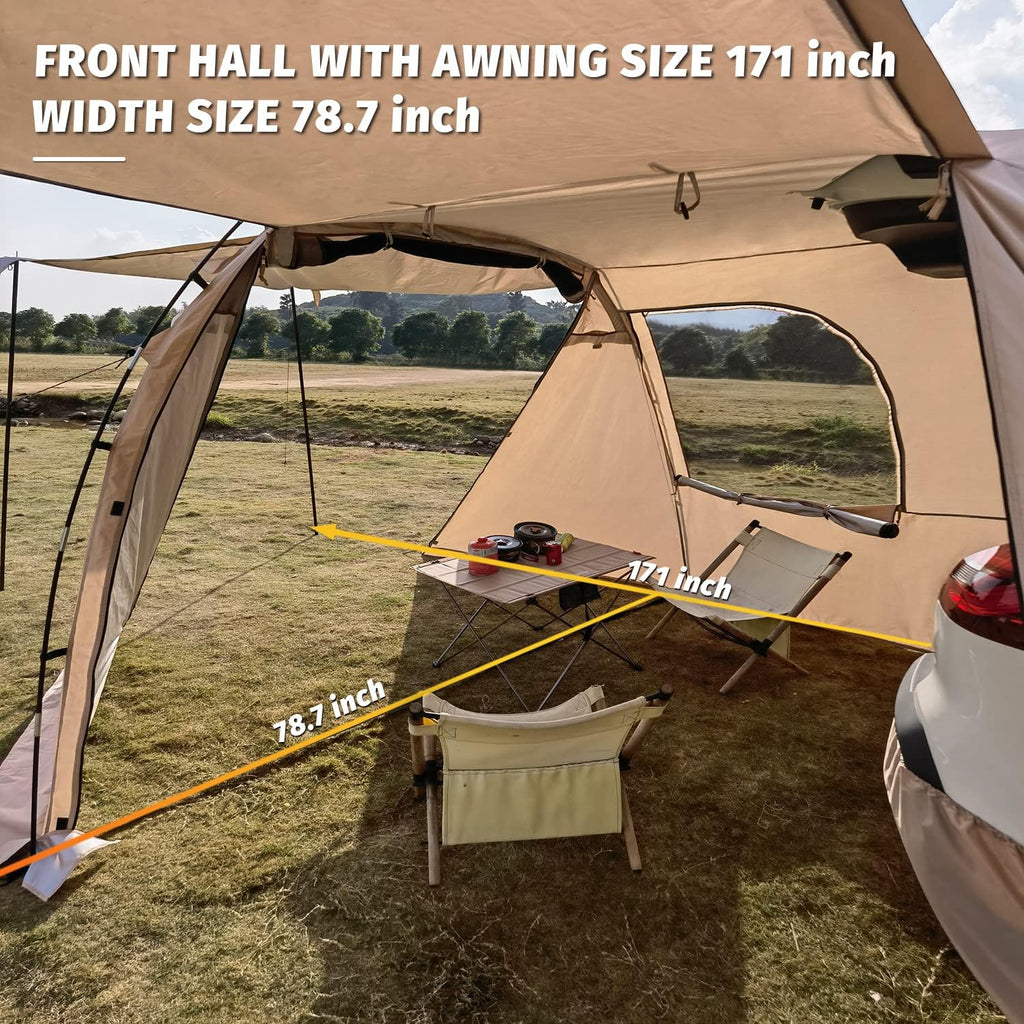 KAMPKEEPER SUV Car Tent, Tailgate Shade Awning Tent for Camping, Vehicle Camping Tents Outdoor Travel (Black) wourant