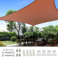 Quictent 20X20FT 185G HDPE Square Sun Shade Sail Canopy 98% UV Block Outdoor Patio Garden with Hardware Kit (Brown) woonhhop