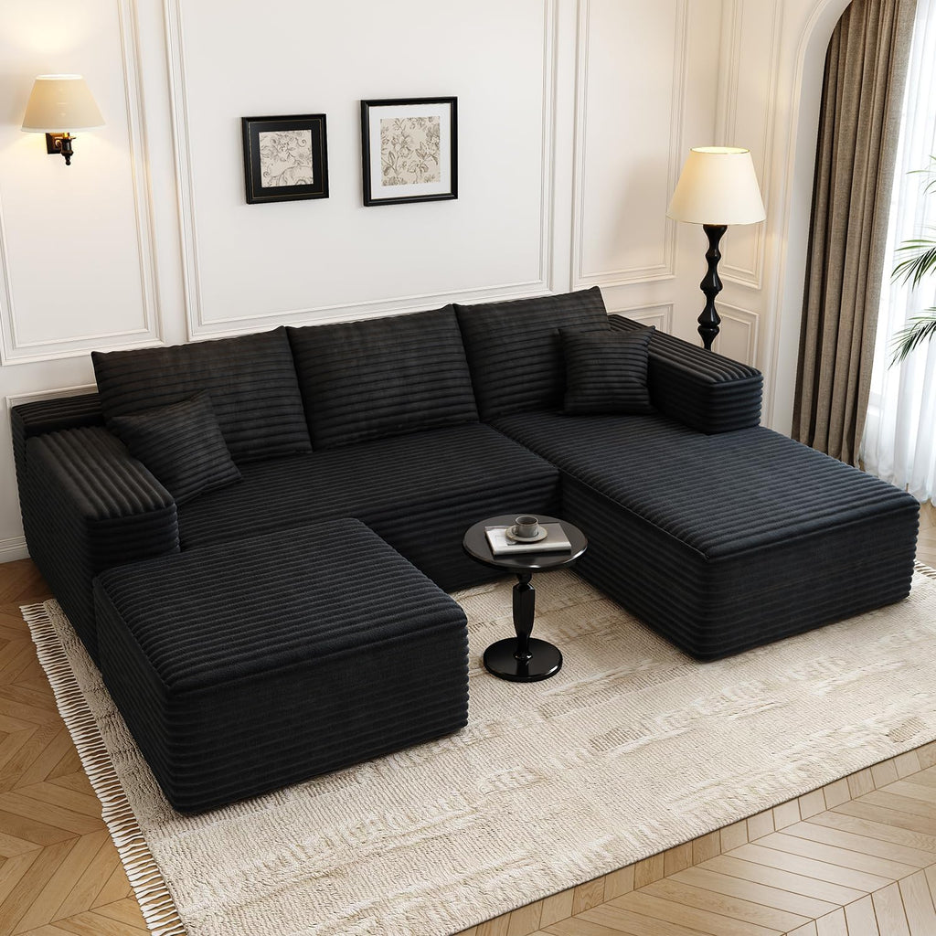 107.5" Cloud Modular Sectional Sofa Couch with L-Shape Chaise,Modern Minimalist Upholstered Couches wourant