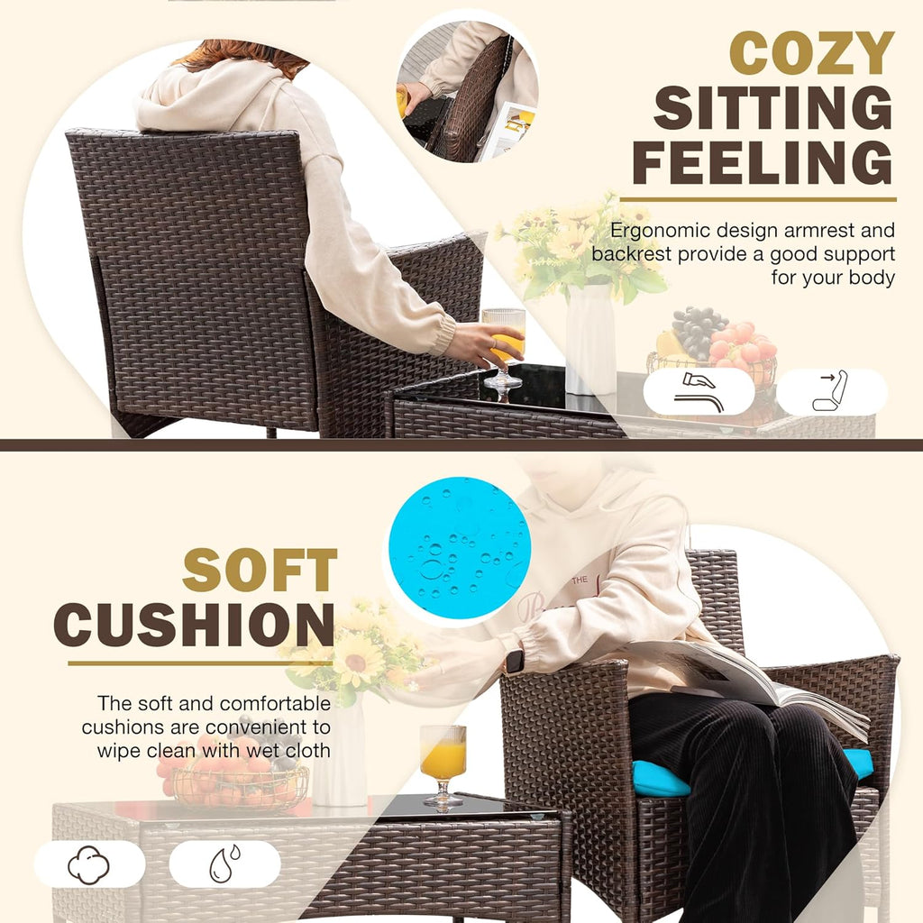 Homall 4 Pieces Outdoor Patio Furniture Sets Rattan Chair Wicker Set, Outdoor Indoor Use Backyard Porch Garden Poolside Balcony Furniture Sets Clearance (Brown and Beige) wourant