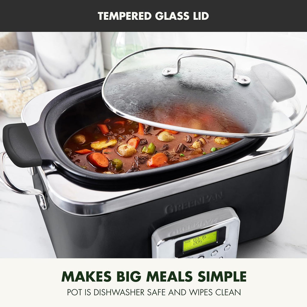 8-in-1 Programmable 6QT Electric Slow Cooker with Dishwasher-Safe Lid and Removable Base wourant